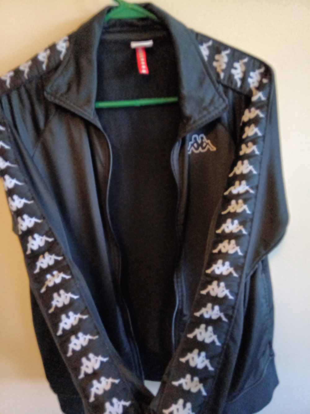 Kappa Black Track Jacket with White Logo Tape